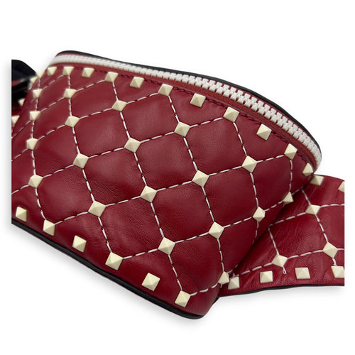 Valentino Rockstud Belt Bag Red in Calfskin, Lacquered Metal hardware_7