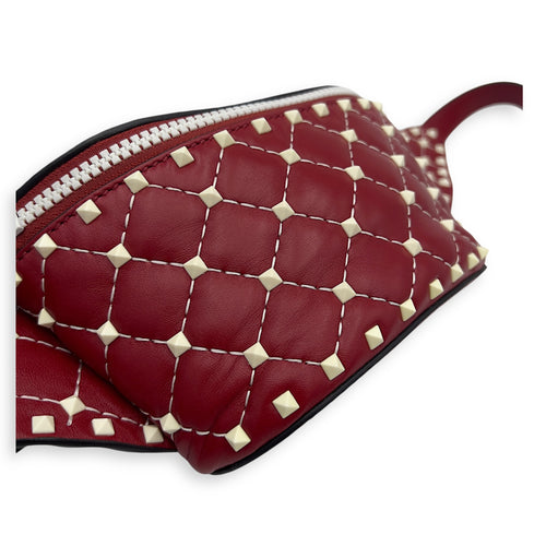 Valentino Rockstud Belt Bag Red in Calfskin, Lacquered Metal hardware_8