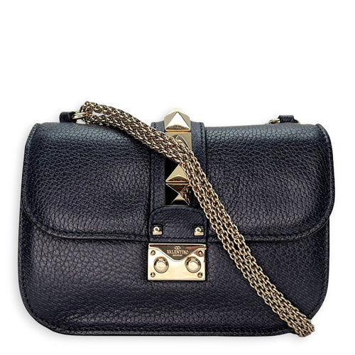 Valentino  Rockstud Glam Lock Crossbody bag in Calfskin, Light Gold Hardware_1