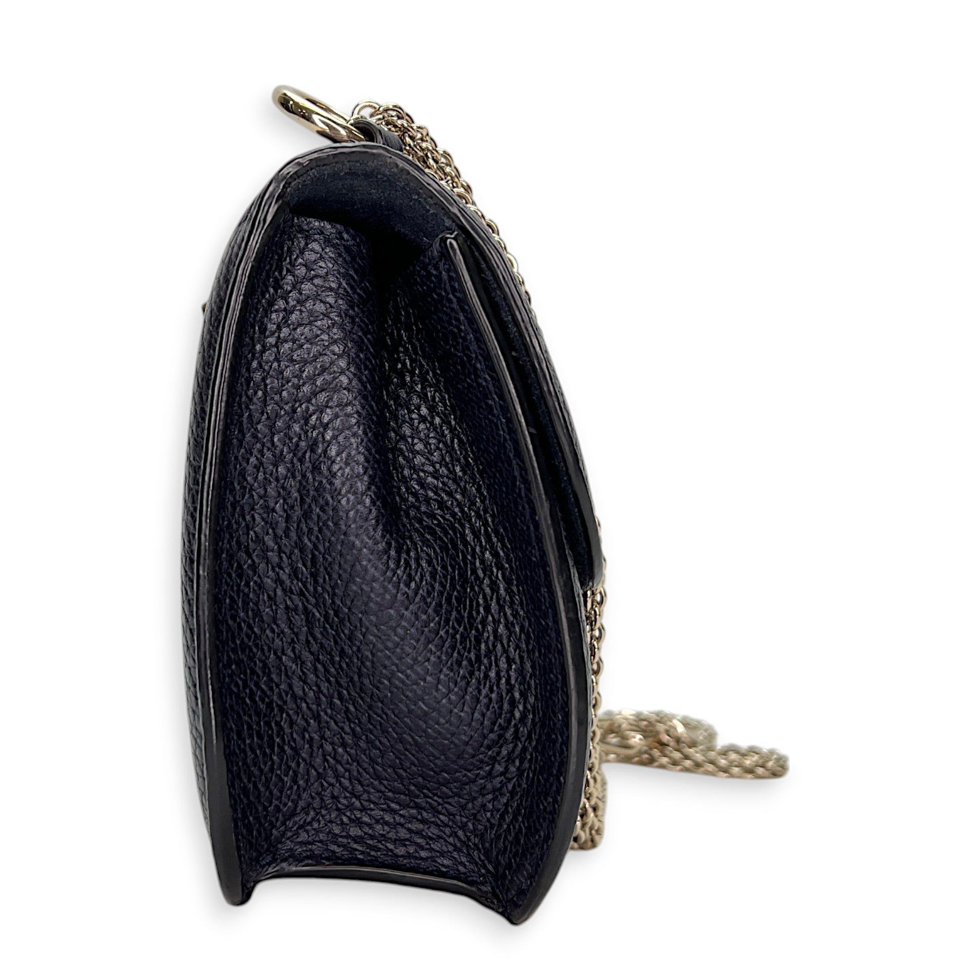 Valentino  Rockstud Glam Lock Crossbody bag in Calfskin, Light Gold Hardware_4