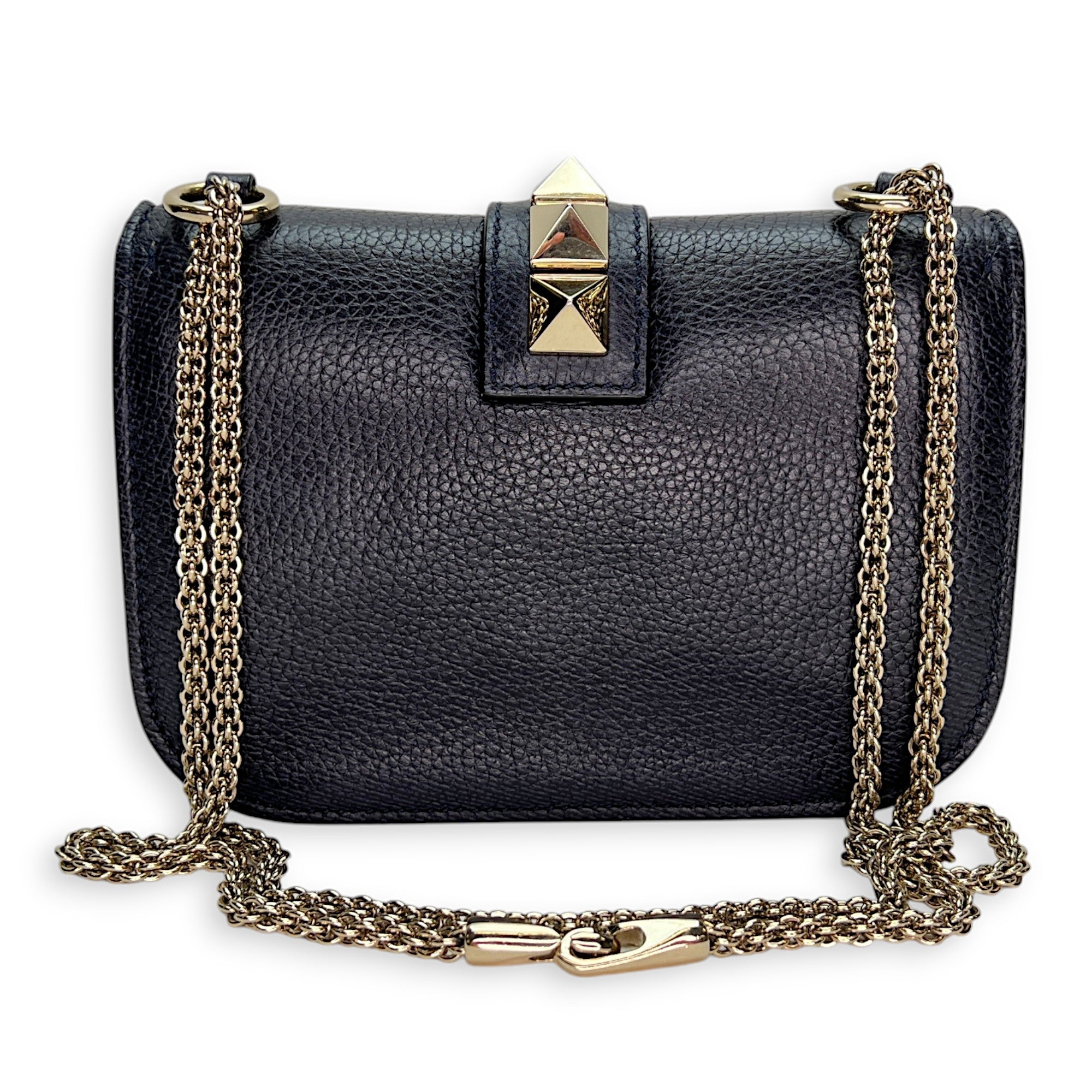 Valentino  Rockstud Glam Lock Crossbody bag in Calfskin, Light Gold Hardware_9