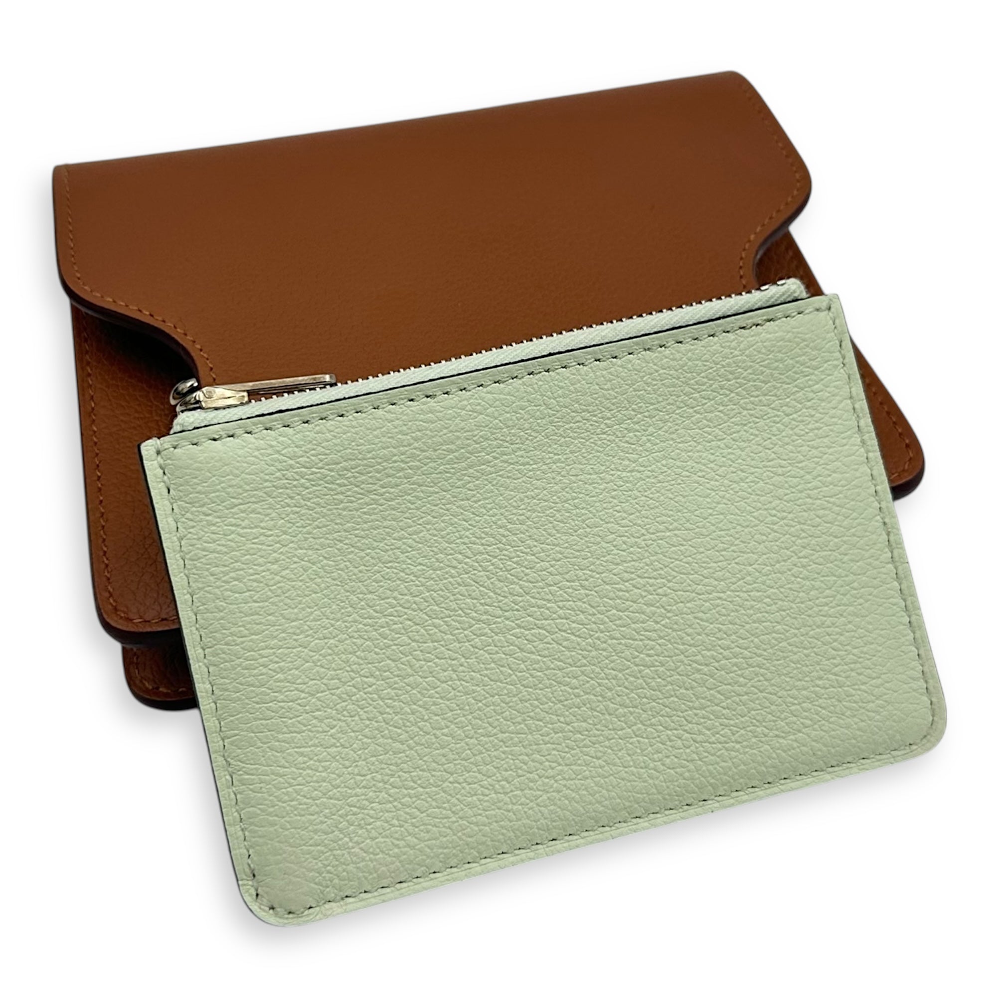 Hermès Roulis Slim Gold/ Vert Fizz Wallet in Evercolor, Permabrass hardware_11