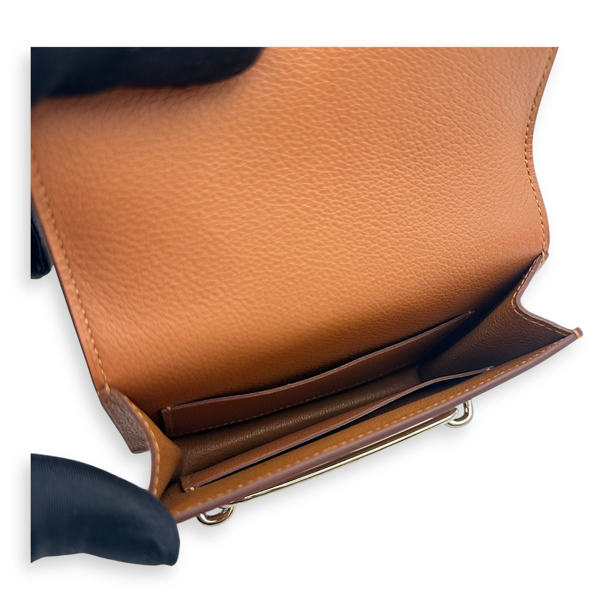 Hermès Roulis Slim Gold/ Vert Fizz Wallet in Evercolor, Permabrass hardware_6