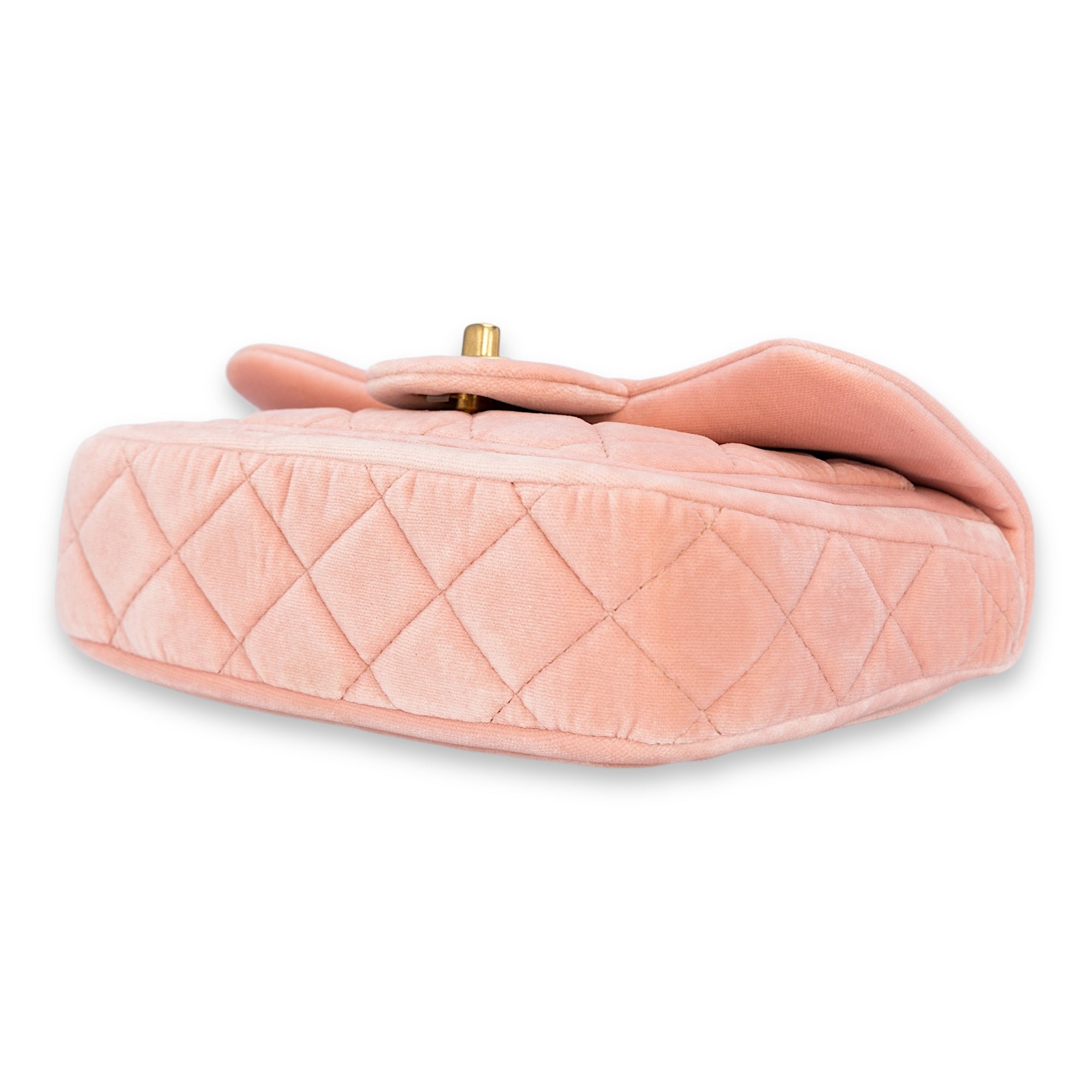 Seasonal CC Mini Pink Shoulder Bag in Velvet, Gold hardware