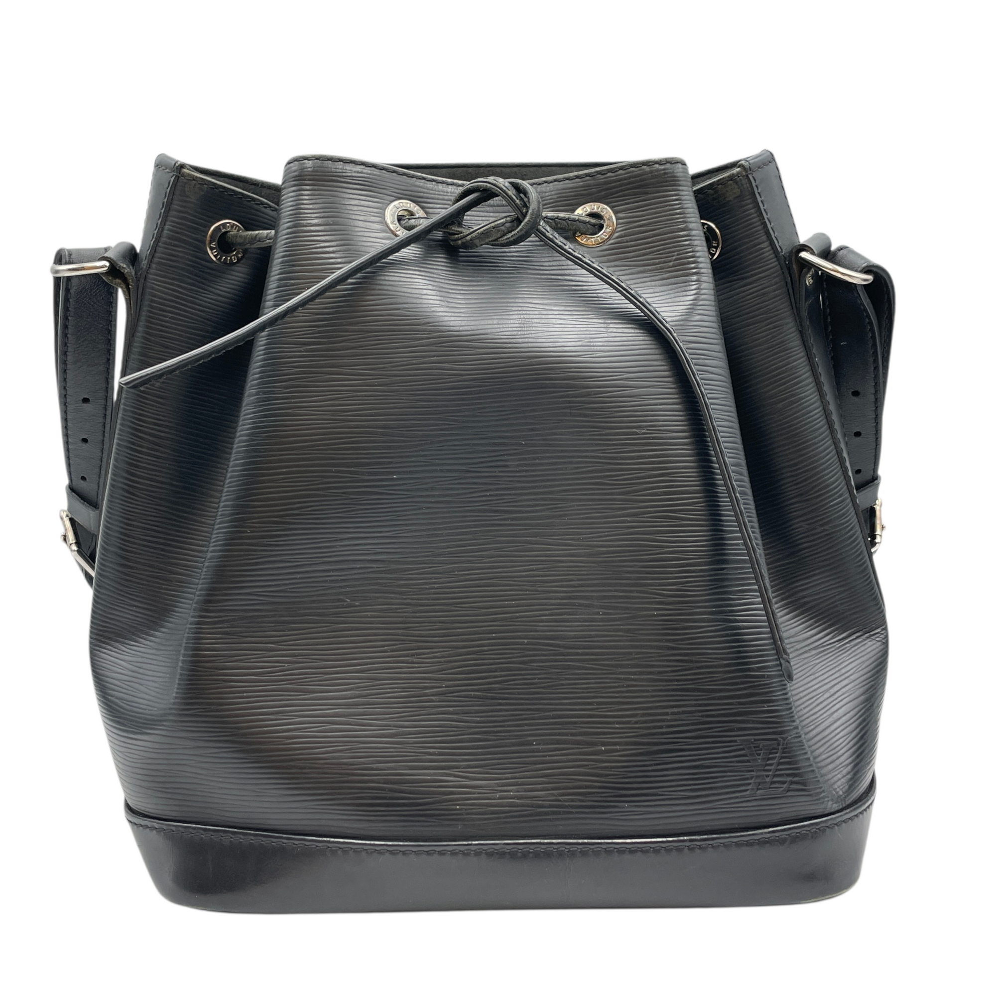 Petite Noe Black Shoulder Bag in Epi Leather, Silver hardware