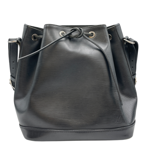 Petite Noe Black Shoulder Bag in Epi Leather, Silver hardware