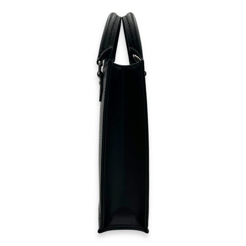 Sac Plat Tote Bag Black in Epi Leather, Silver hardware