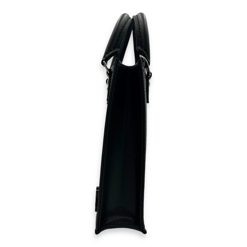 Sac Plat Tote Bag Black in Epi Leather, Silver hardware