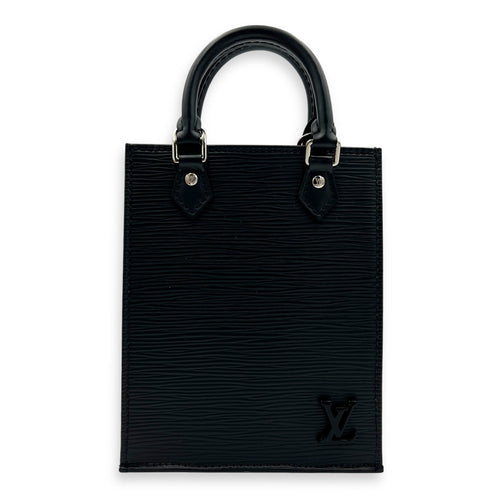 Sac Plat Tote Bag Black in Epi Leather, Silver hardware