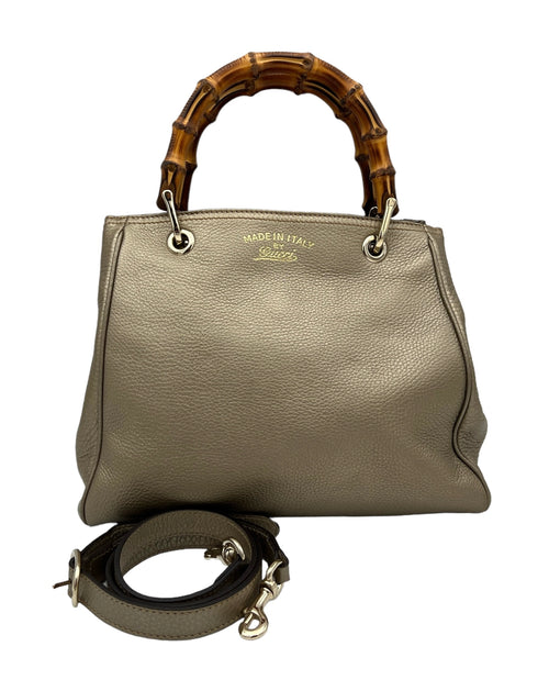 Bamboo Mini Gold Top Handle Bag in Calfskin, Light Gold hardware