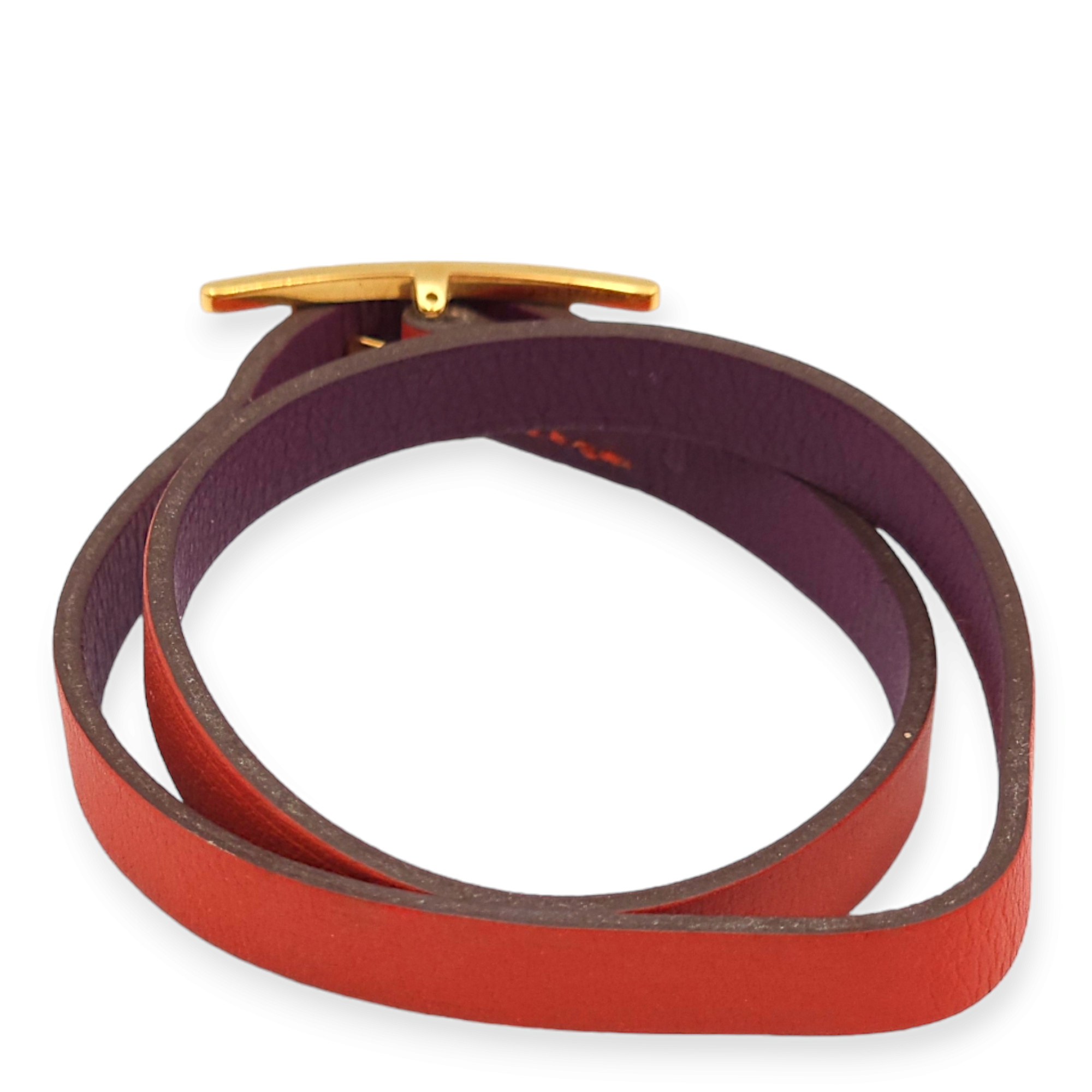 Behapi Double Tour Small Anemone/Capucine Bracelet in Swift, Gold hardware