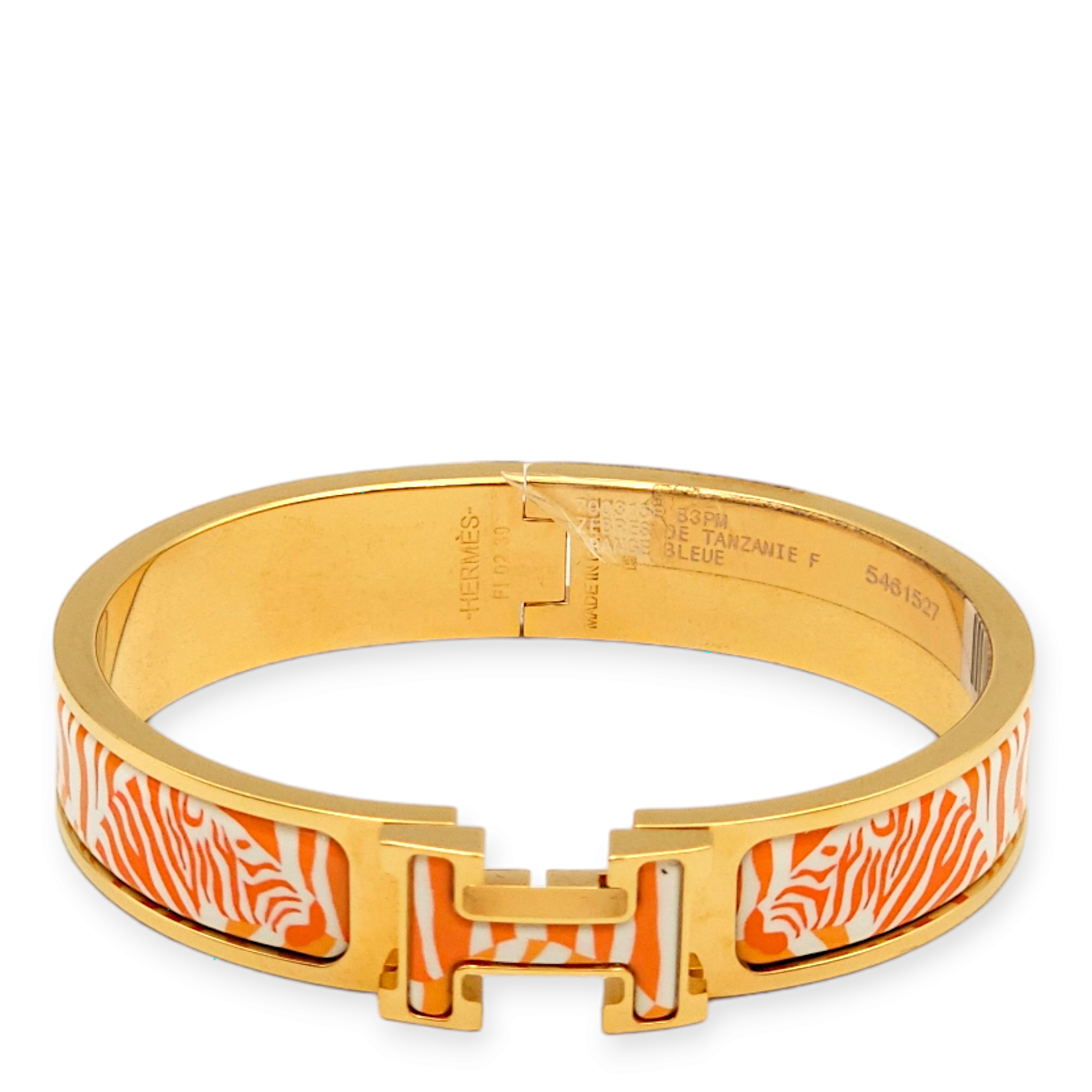 Clic H Zebres de Tanzanie Orange Bracelet in Enamel, Gold hardware