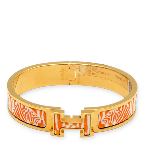 Clic H Zebres de Tanzanie Orange Bracelet in Enamel, Gold hardware