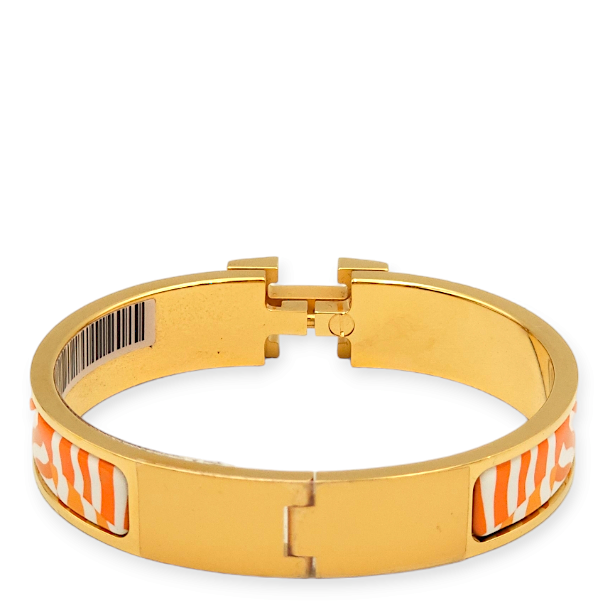 Clic H Zebres de Tanzanie Orange Bracelet in Enamel, Gold hardware