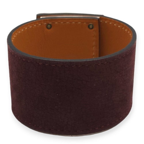 Kelly Dog Small Prune Bracelet in Suede Leather, Palladium hardware