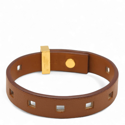 Mini Dog T3 Brown Bracelet in Swift, Gold hardware