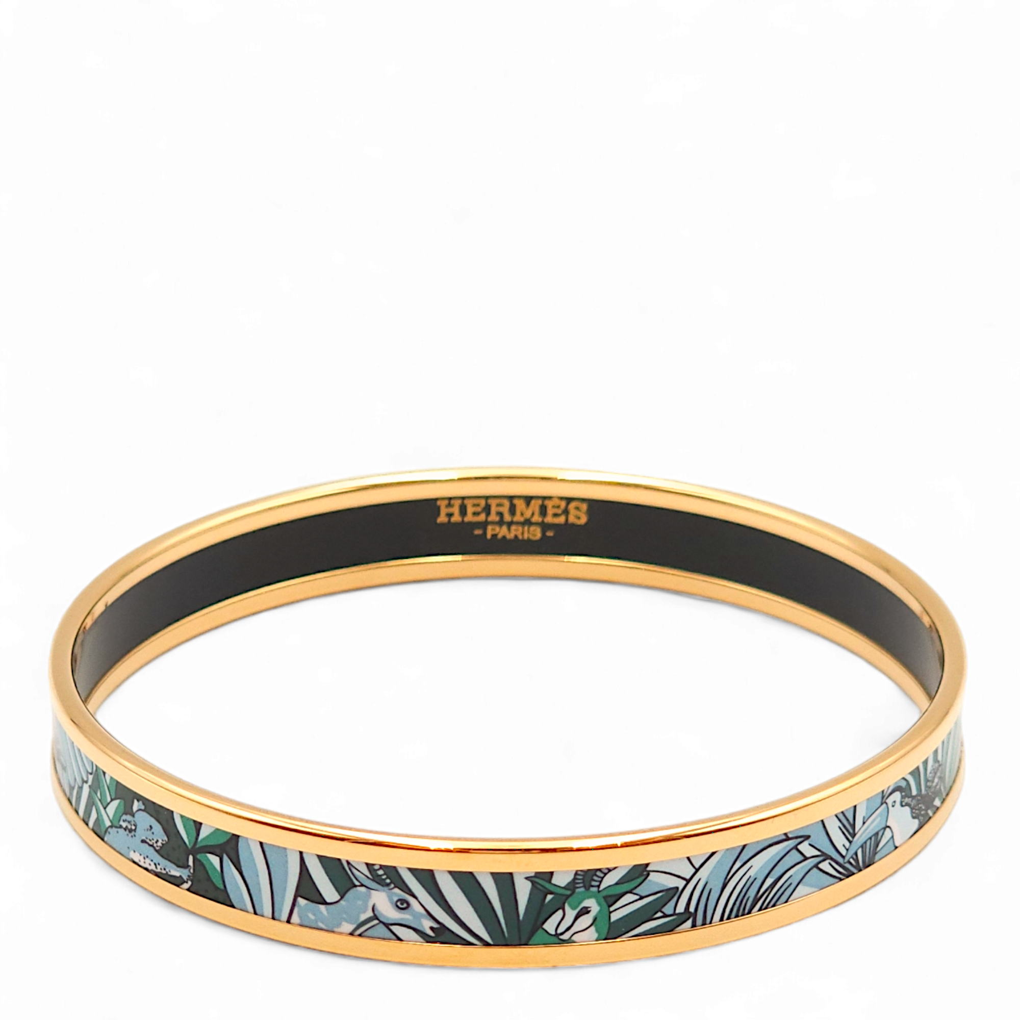 Animaux Camoufles Bleu Bracelet in Enamel, Gold hardware