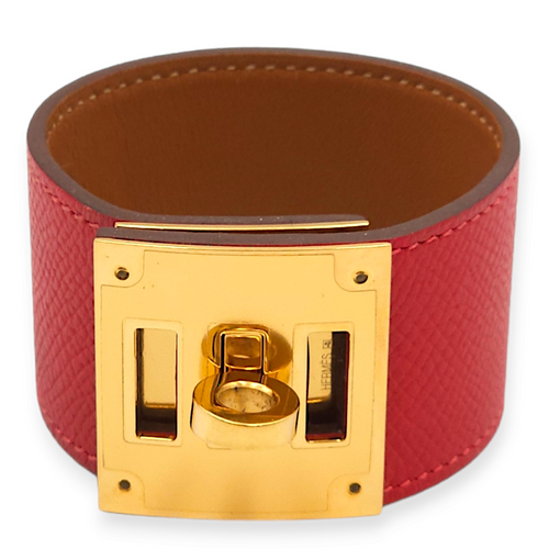 Kelly Dog Small Rouge Casaque Bracelet in Epsom, Gold hardware