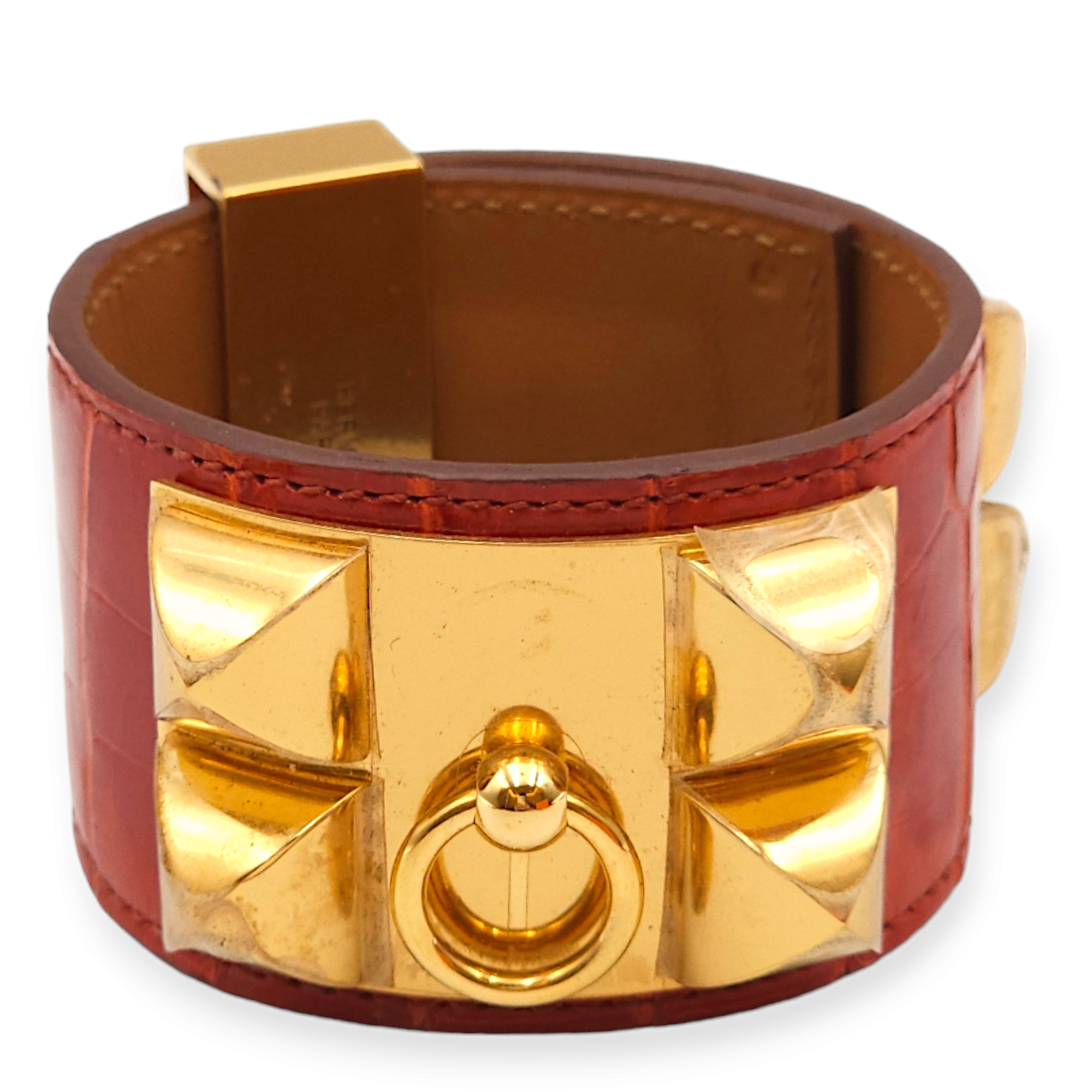 CDC Small Sanguine Bracelet in Shiny Alligator, Gold hardware