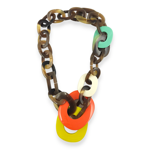 Horn Lime/Orange Necklace in Laquer