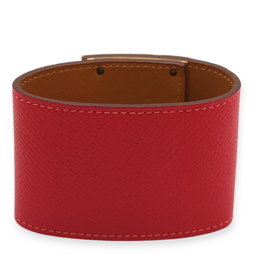 Kelly Dog Extreme Small Rouge Casaque Bracelet in Epsom, Gold hardware