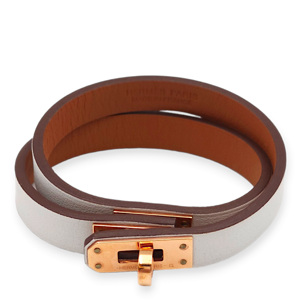 Hermès Mini Kelly Double Tour T2 Blue Brume Bracelet in Swift