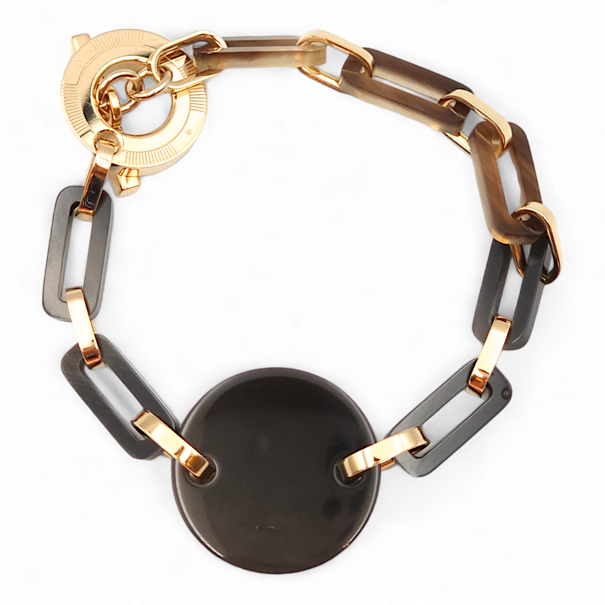 Faites Vos Jeux Small Black Bracelet in Buffalo, Permabrass hardware