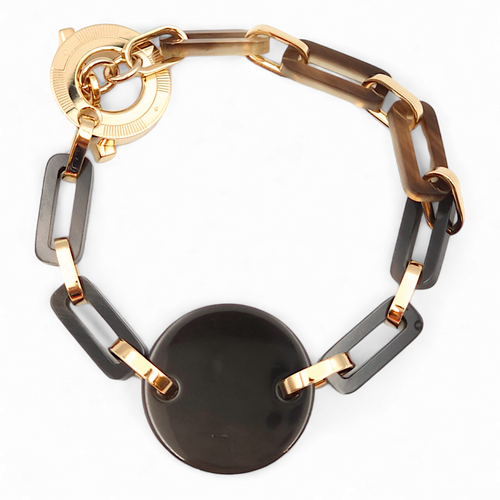 Faites Vos Jeux Small Black Bracelet in Buffalo, Permabrass hardware