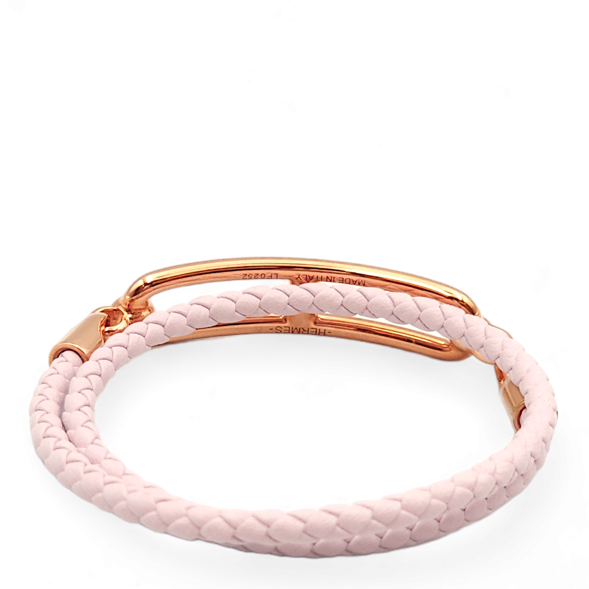 Roulis Double Tour T1 Mauve Pale Bracelet in Swift, Rose Gold hardware