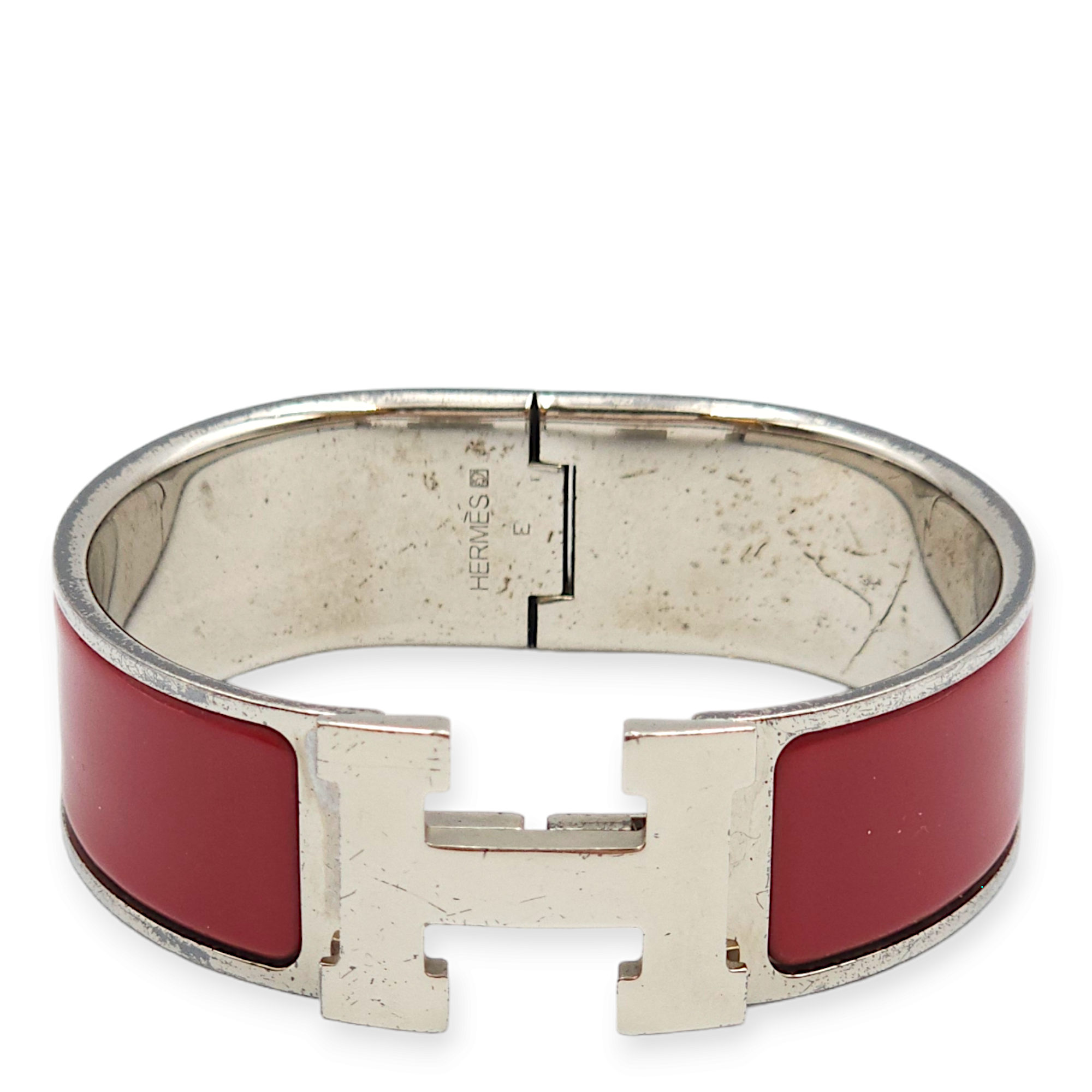 Clic H PM Rouge Bracelet in Enamel, Palladium hardware