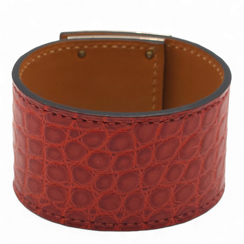 Kelly Dog Rouge H Bracelet in Matte Alligator, Palladium hardware