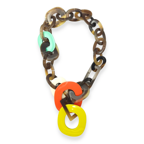 Horn Lime/Orange Necklace in Laquer