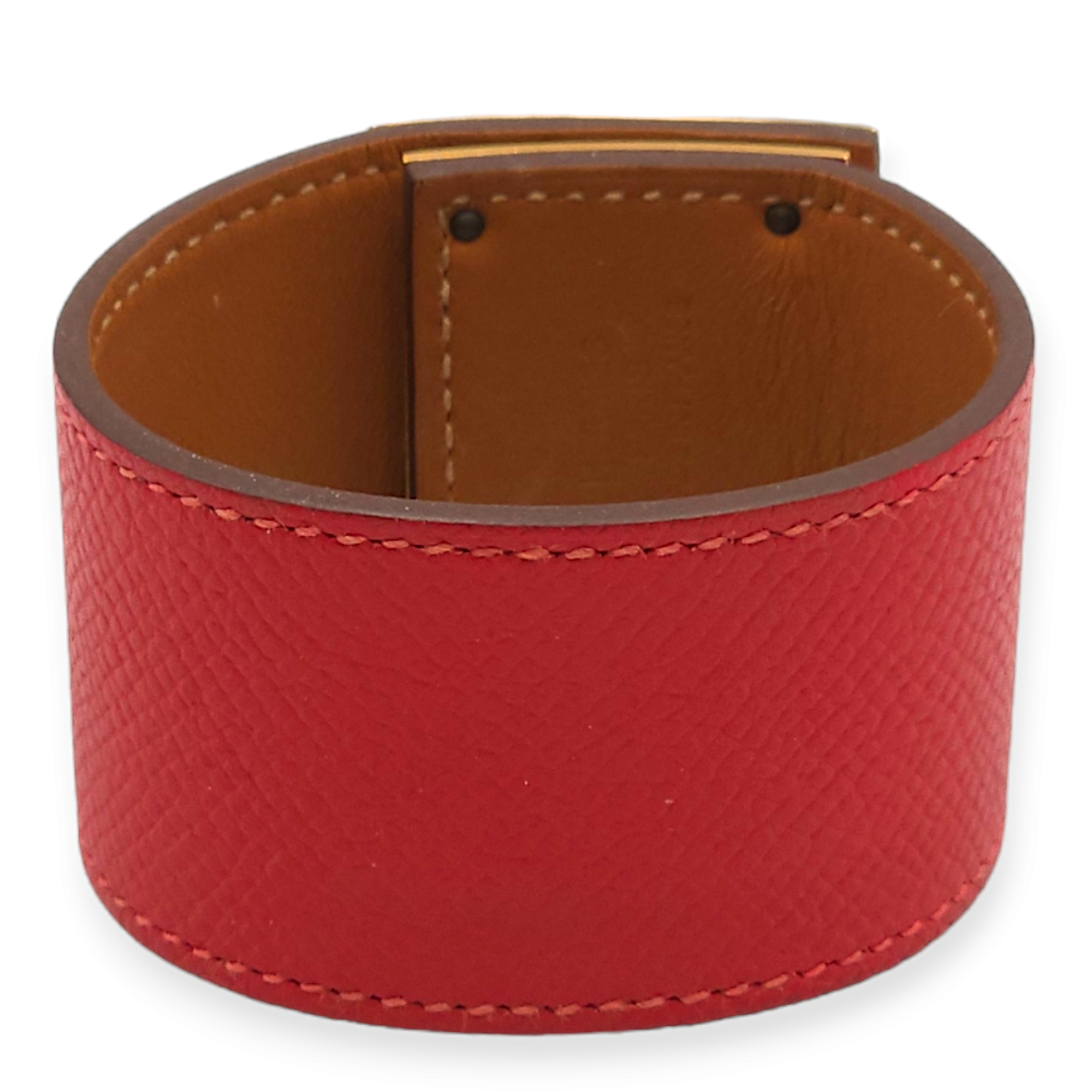 Kelly Dog Small Rouge Casaque Bracelet in Epsom, Gold hardware