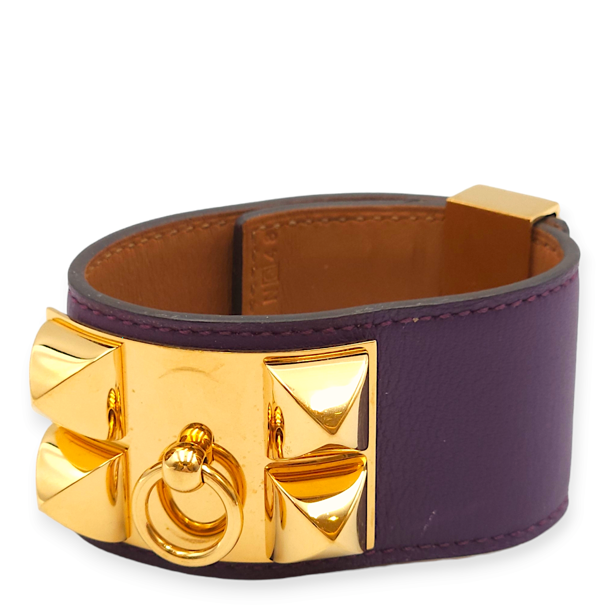 CDC Large Iris Bracelet in Swift, Gold hardware