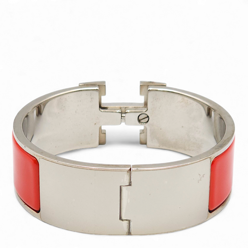 Clic H GM Rouge Bracelet in Enamel, Palladium hardware