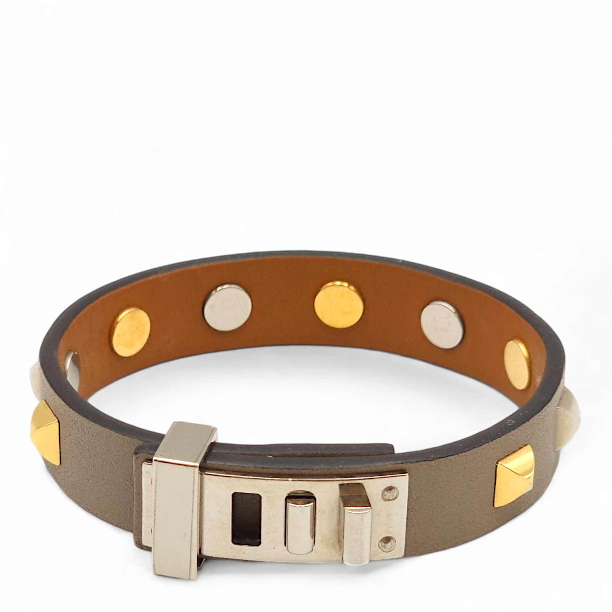 Mini Dog T3 Gris Asphalt Bracelet in Swift, Palladium hardware