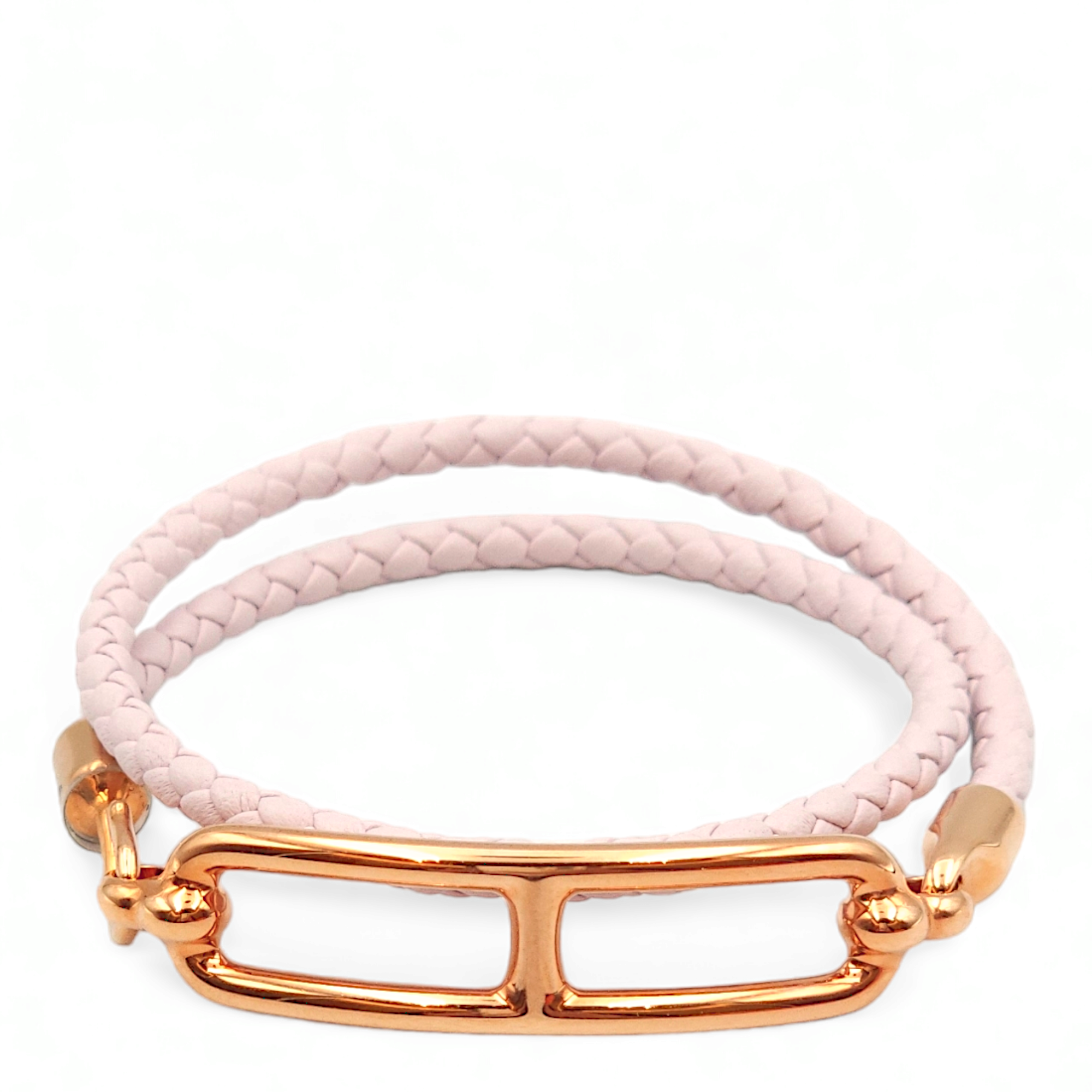 Roulis Double Tour T1 Mauve Pale Bracelet in Swift, Rose Gold hardware