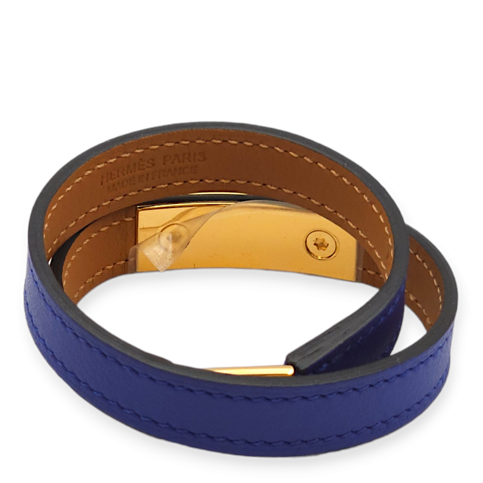 Rivale Double Tour T2 Blue Electric Bracelet in Swift, Gold hardware