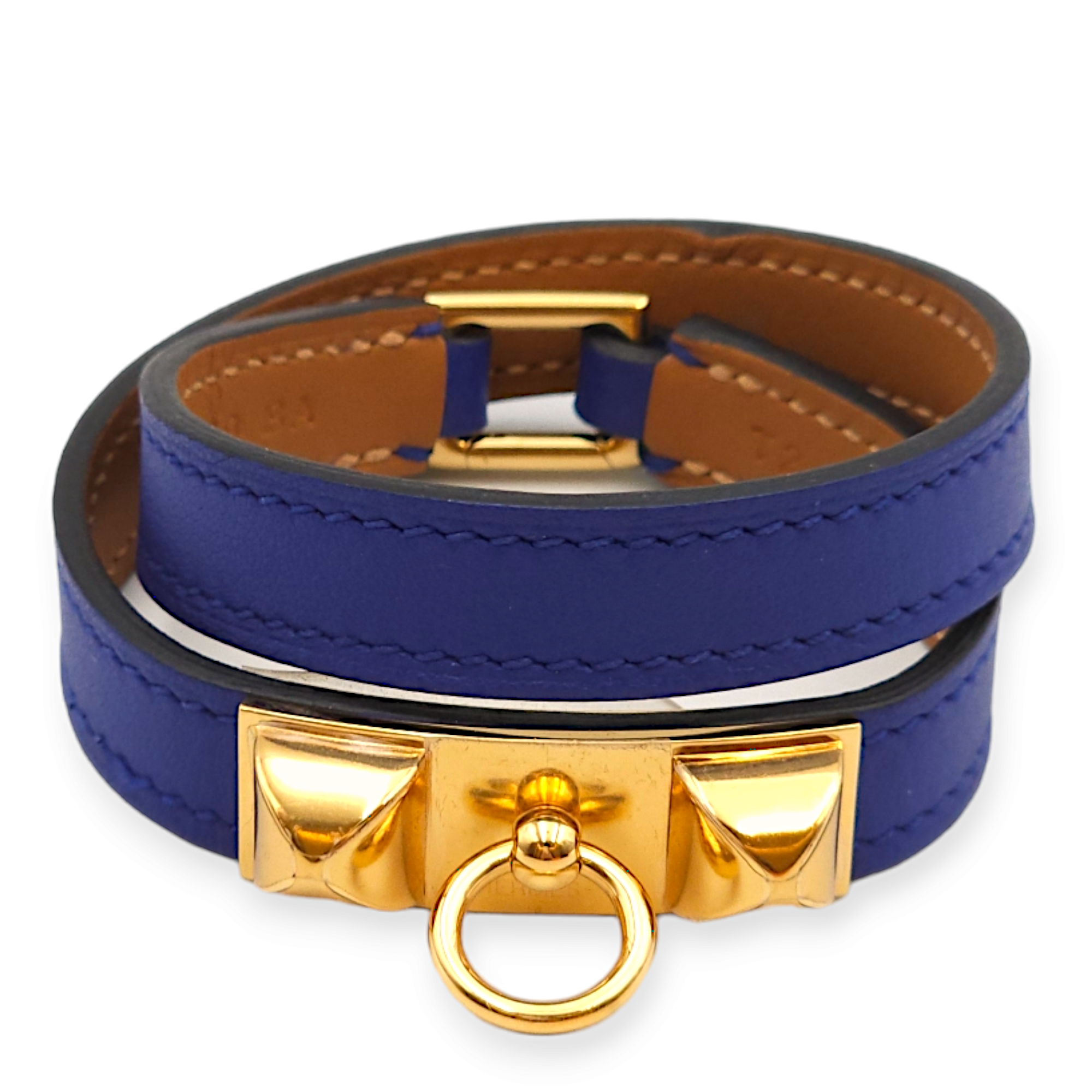 Rivale Double Tour T2 Blue Electric Bracelet in Swift, Gold hardware