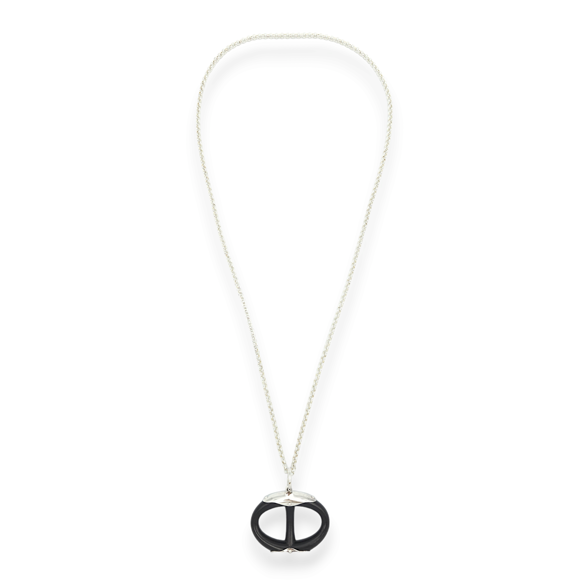 Chaine D'ancre Pendant Black Necklace in Ebony Wood, Silver hardware