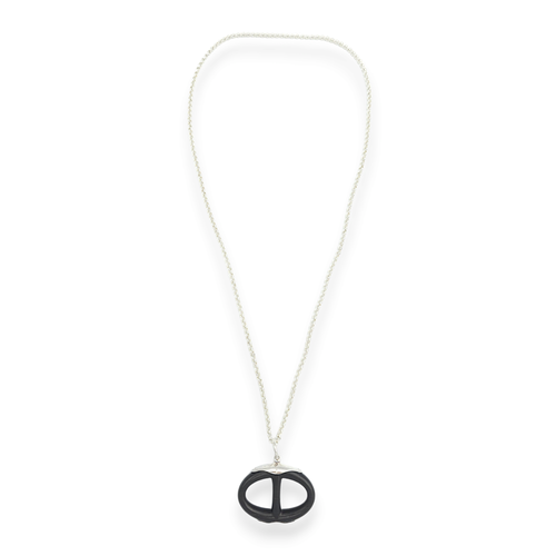 Chaine D'ancre Pendant Black Necklace in Ebony Wood, Silver hardware