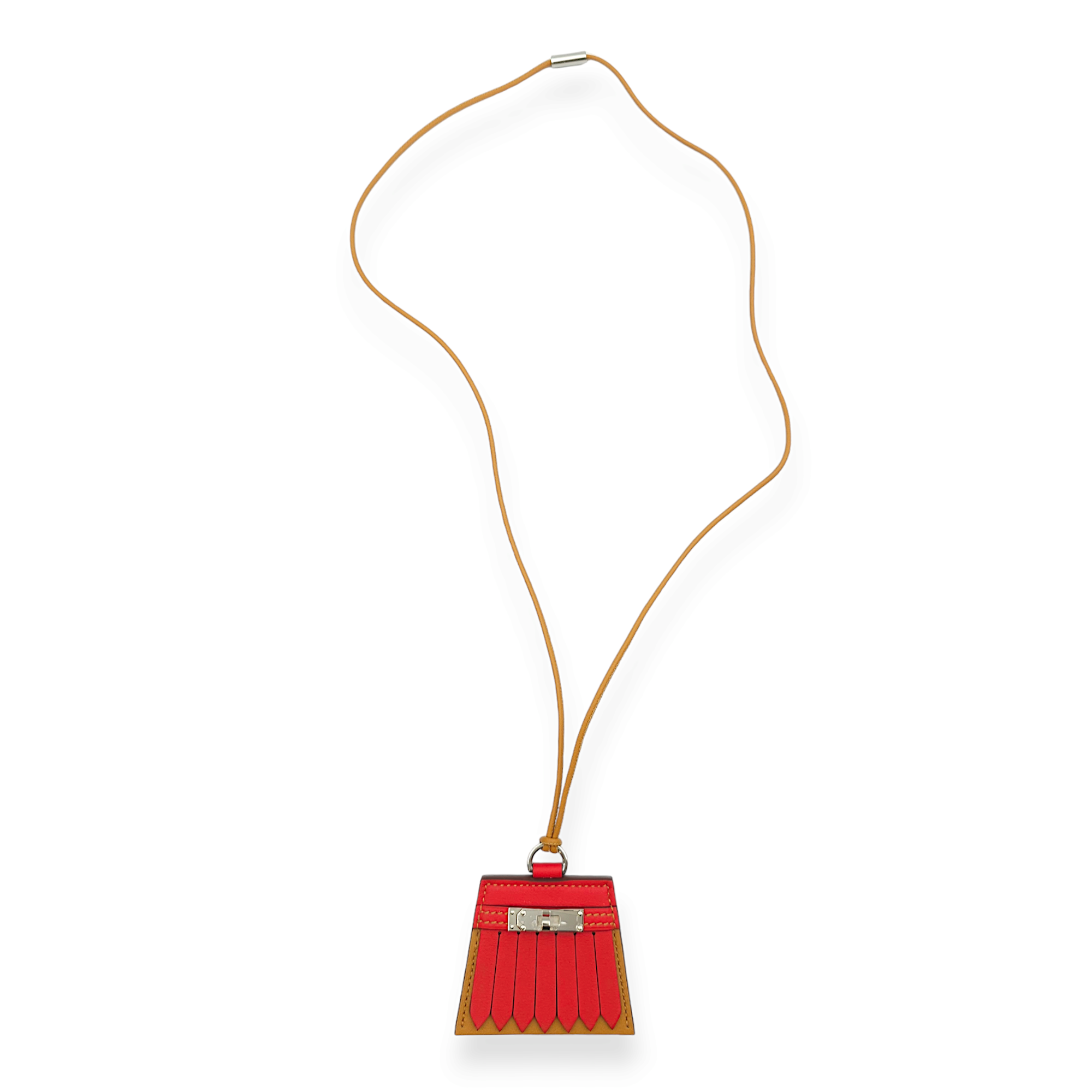 Monpetit Kelly Pendant Size Large Rouge De Coeur/ Sesame Necklace in Swift, Palladium hardware