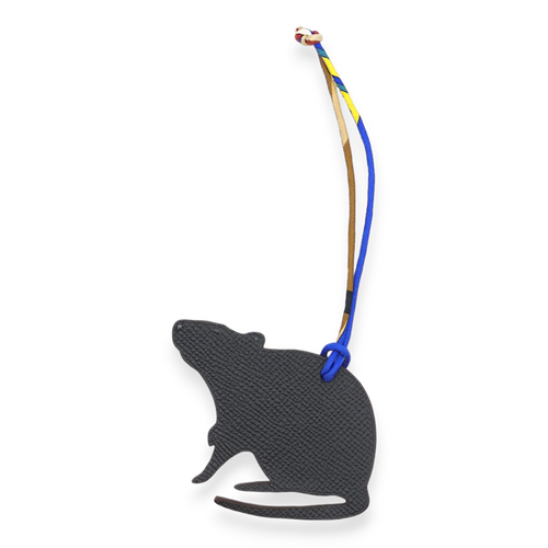 Petit H Rat Black/Chocolate Charm in Epsom