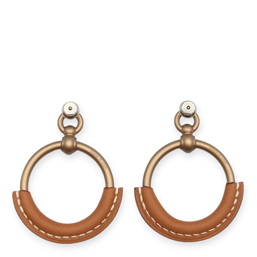 Loop Fauve Earrings in Barenia, Sunset Aluminum hardware