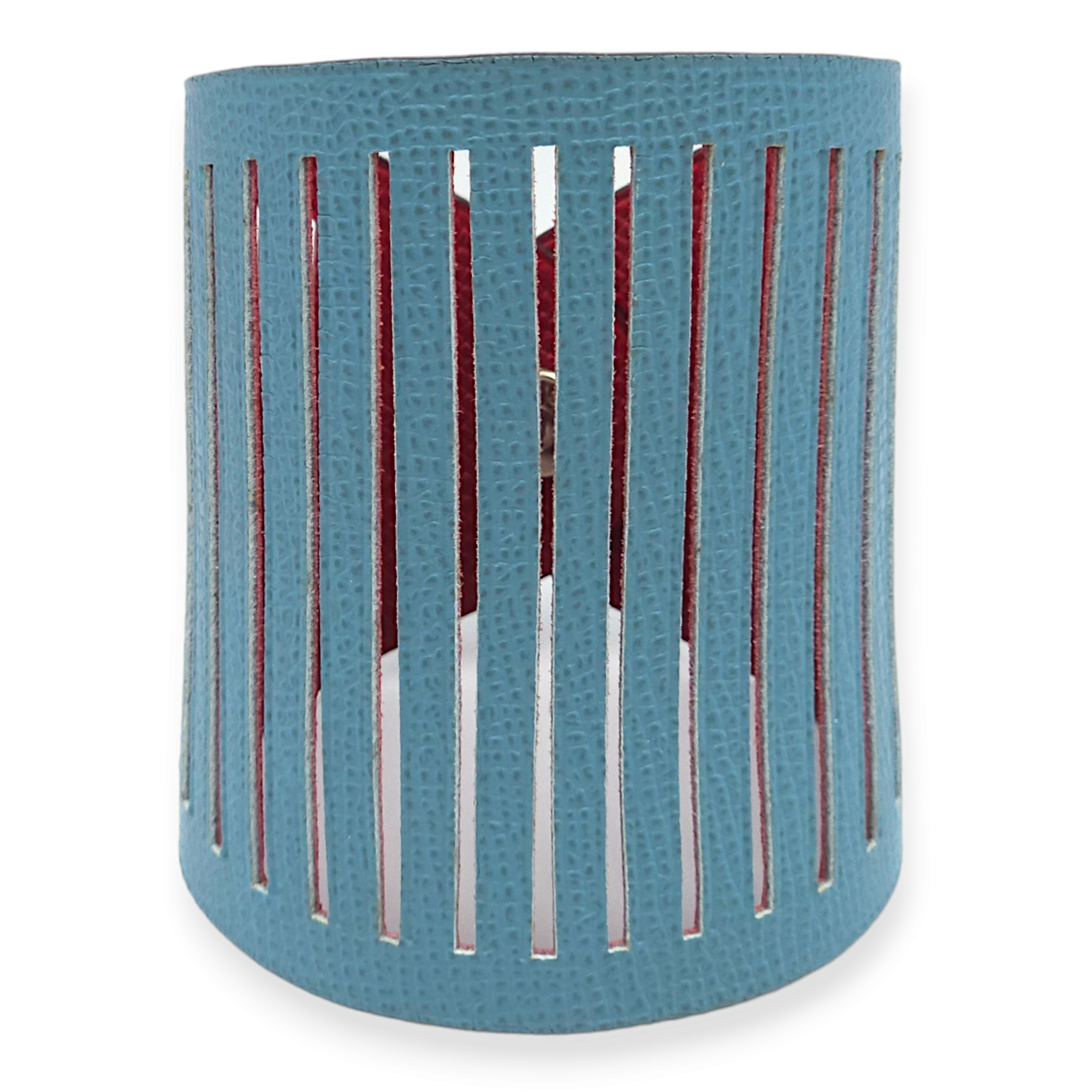 Petit H Cuff Blue Jean /Rouge Grenate Bracelet in Epsom