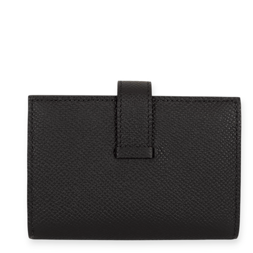 Bearn Mini Black Wallet in Epsom, Gold hardware