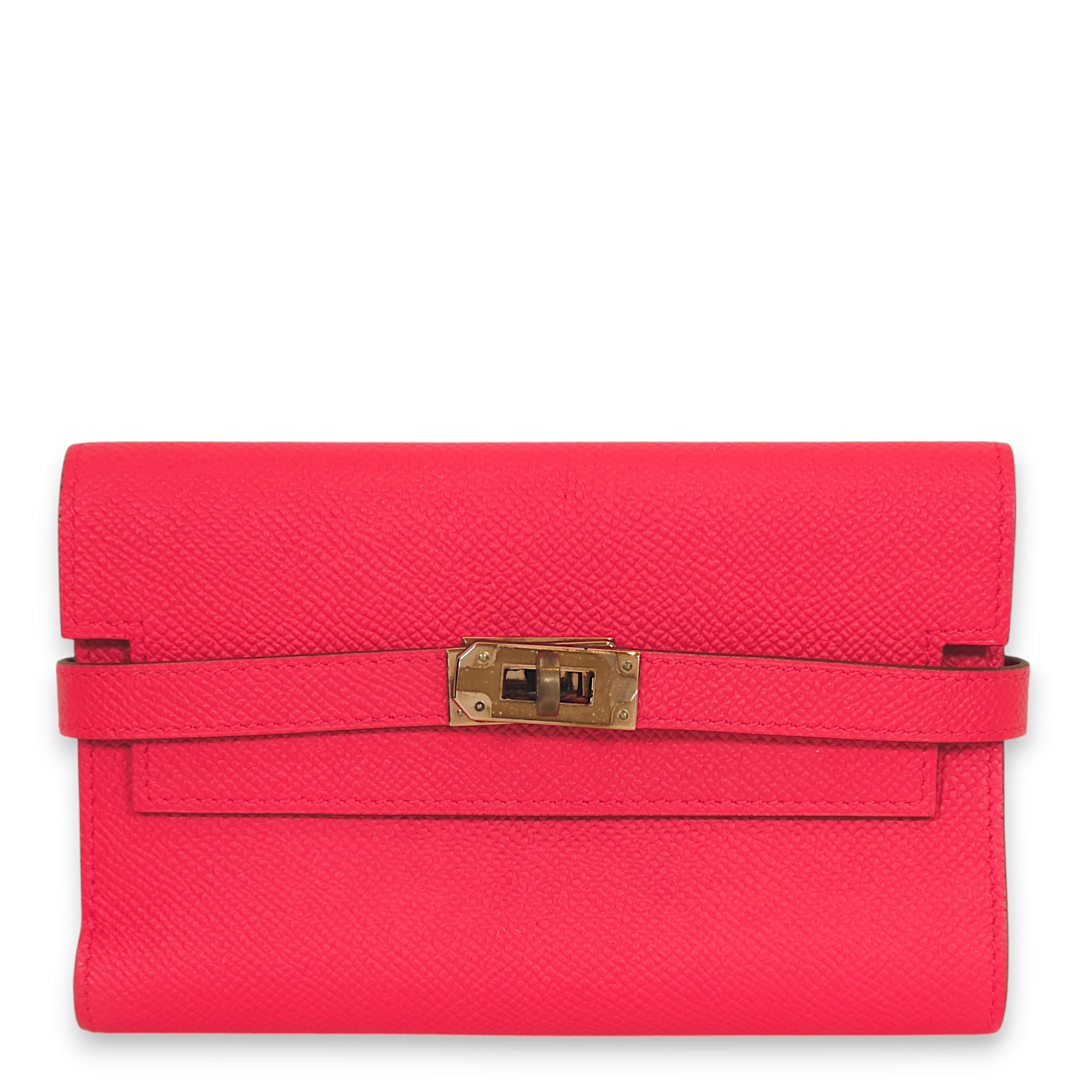 Kelly Depliant Rose Extreme Wallet in Epsom, Palladium hardware