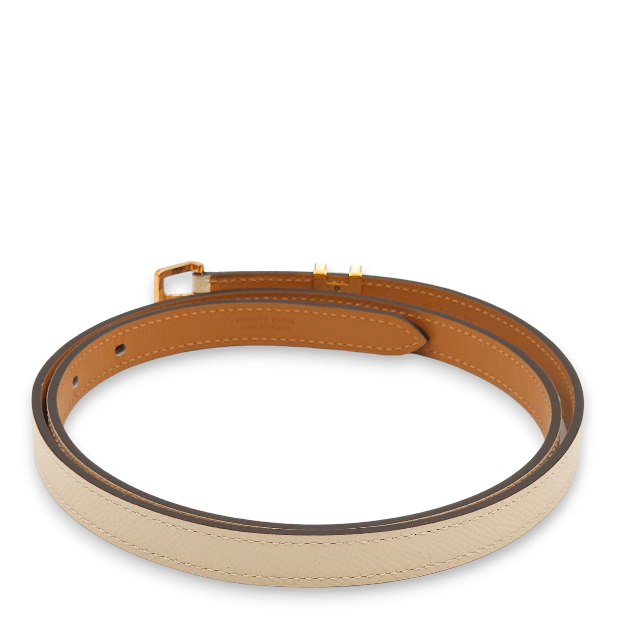 Pop H 15 85 Craie Belt in Epsom, Rose Gold hardware