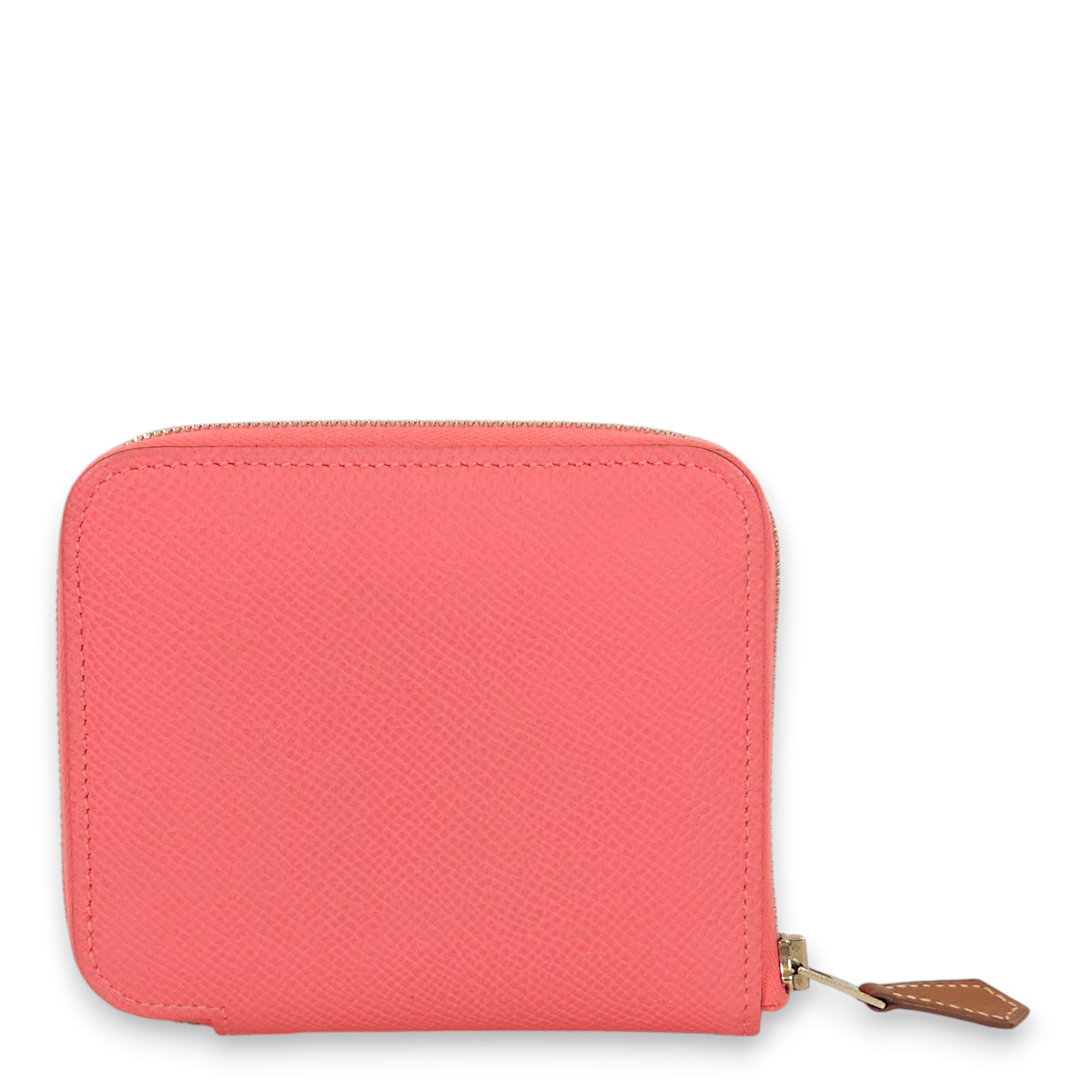 Silk'in Compact Rose Azalee Wallet in Epsom, Palladium hardware