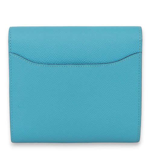 Constance Compact Blue Du Nord/ Rouge De Coeur Wallet in Epsom, Lacquered hardware